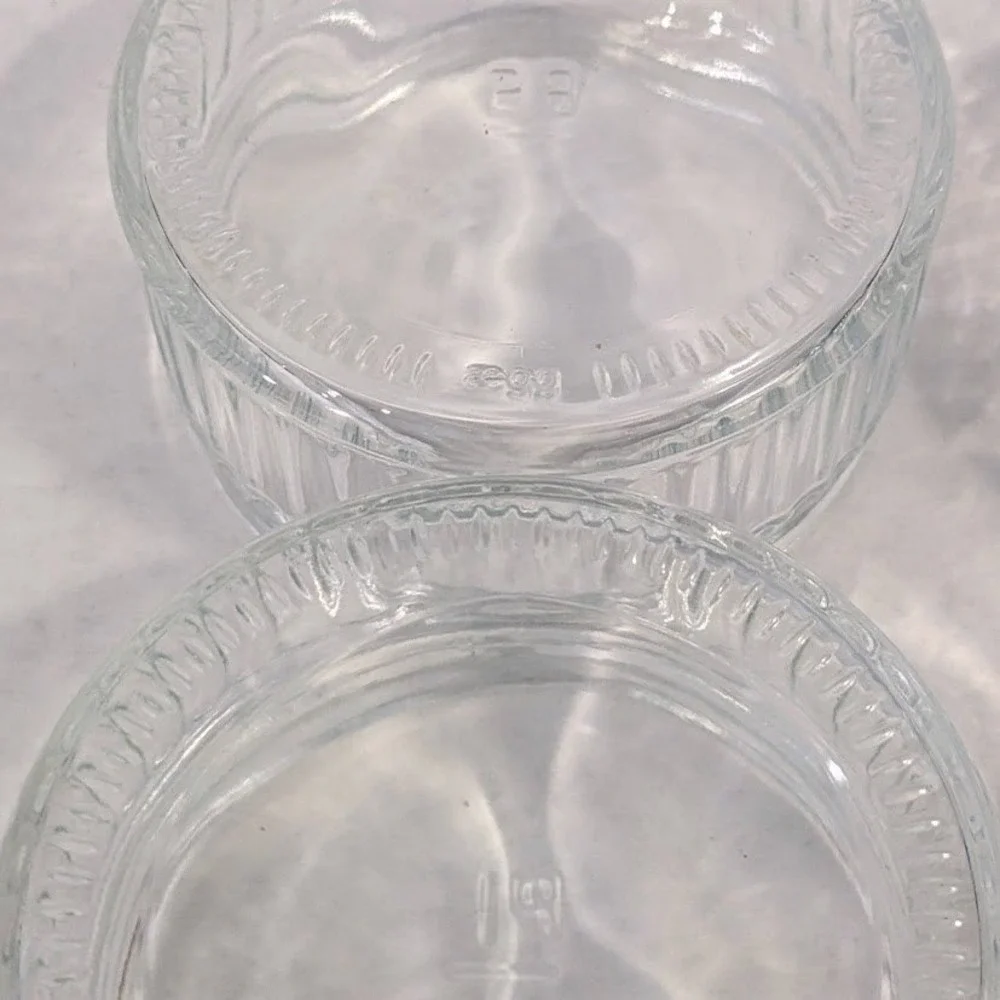 Vintage Clear Glass Ramekins Set of 4 Ribbed Fluted Souffle Custard Cups 3.5in